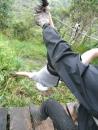 Juan Pablo flies upside down.